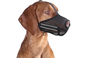 CHALKLIT Dog Muzzle for Large Medium Small Sized Dogs, Soft Mesh Dog Mouth Guard Reflective Large Breathing Hole Full-Covered Adjustable Strap & Elastic Buckle, Breathable Drinkable Anti-Biting Barking Chewing