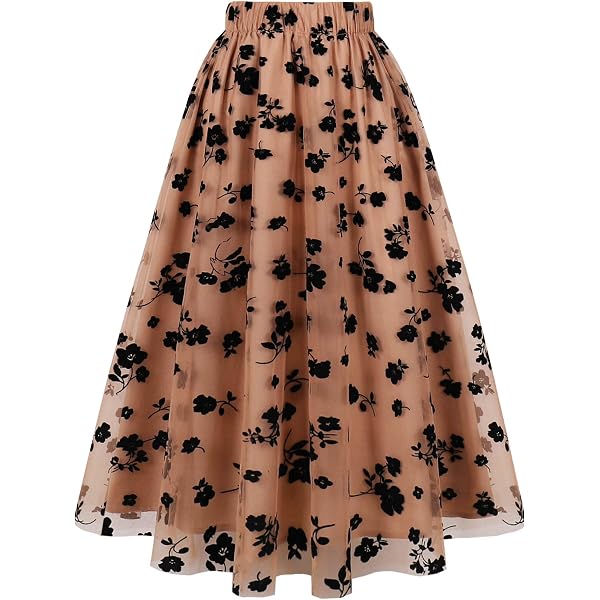 Damen Midirock Mit Blumenmuster & Elastischer Taille - Größe 12-26, Aus Viskose, Boho Style