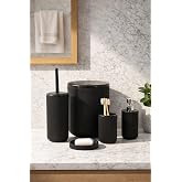 Perotti 33031500001 5 Par&ccedil;a Yuvarlak Banyo Seti - &Ccedil;&ouml;p Kovası, Sabunluk, Diş Fır&ccedil;alığı ve Silikon Wc Fır&ccedil;ası Siyah
