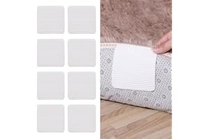 CATELL 8 Pieces Rug Pads Grippers, Non Slip Washable Grippers for Rug Rug Gripper for Carpeted Floor 10x10cm Rug Grippers for Laminate Floor Washable Rug Anti Slip Underlay Anti Curling Anti Slip