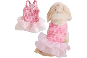Yaopelky Vestidos para Perros pequeños Rose Flower Cat Vestido de noviaPerrito Tutu FaldaGato Outfit Disfraz de Mascota para Yorkie Teddy Chihuahua Ropa