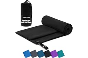 ZENACROSS Toalla Gimnasio con Bolsa de Transporte - Toalla Microfibra de Secado Rápido y Versátil - Toallas Gimnasio Talla S - 100 x 50 cm - Negro