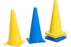 8LevelUp Pylonen 8er Set - 38 cm Hütchen (4 gelbe und 4 Blaue Kegel) - flexibel, sicher und robust für Fußball, Reitsport, Hundetraining, Pferdetraining, etc.