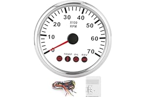 Contagiri per moto Aramox Gas Mph, indicatore contagiri 0-7000 giri/min con allarme per guasto motore temperatura pressione olio per camion moto barca(Quadrante bianco)