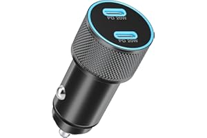 MatauMahi Adaptador Cargador Coche con 2 USB-C (PD), Mechero USB 2 Puertos 40W para Carga Rápida, Enchufe 12V/24V para iPhone 16 15 Pro MAX/Pro/Plus, Samsung Galaxy S24/S23, Google Pixel 9/8/7
