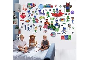 INFANS PJ Masks Wall Sticker for Bedroom Boys and Girls Mural PJ Masks Wall Decal 70cm x 35cm x 2 Sheets Vinyl