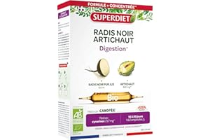 SUPERDIET - RADIS NOIR - ARTICHAUT BIO - Transit & Digestion Facile - Fabrication France - 20 ampoules de 10ml