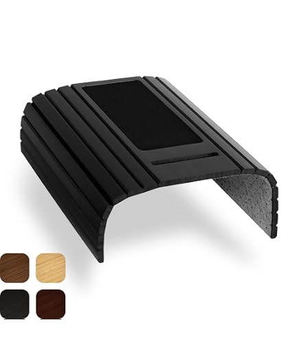 Plateau Accoudoir Canapé Bambou - Tablette Amovible Antidérapante Noir