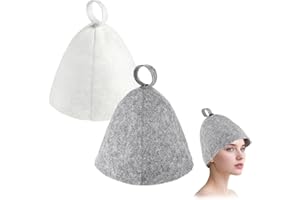 YOLEV 2Pcs Sauna Hats Wool Sauna Hat for Women Gray and White Sauna Cap for Men Women Bath House Accessories