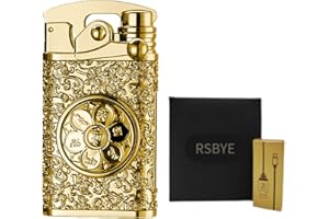 RSBYE Mechero Electrico con Relieve Floral, Encendedor de Plasma Fresco, Mechero Electrico USB Recargable, Encendedor Electrónico con Indicador de Batería, Encendedor Frescos para Hombres (Dorado)