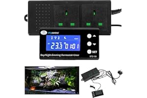 Chicmine Reptile Thermostat Plug Socket, Day Night Thermostat Digital Dimming Thermostat with Timer, Dimmer Temperature Controller with Waterproof Sensor Probe for Aquarium Greenhouse UK Plug