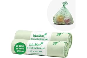 bioMat 30 Lt Bioabfallbeutel Bolsas de Basura, 30 litros, Bioplástico, Naturaleza