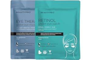 BEAUTYPRO AM/PM EYE ROUTINE Eye Therapy & Retinol Under Eye Gel Patches Multipack 2-in-1 Collagen Green Tea Skincare Treatment for Puffy Eyes Dark Circles & Wrinkles Vegan Multi Award Winning Brand
