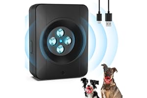 BUBBACARE Anti Aboiement pour Chien, 4 émetteurs Puissants Ultrason Chien, Rechargeable Boitier Anti Aboiement Chien, 3 Modes Appareil Anti Aboiement Étanche Intérieur Exterieur pour Petits Grands Chiens