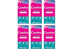 DELUXIO GIFTS Carefree Lot de 6 protège-slips normaux non parfumés en coton respirant 20 de chaque (120 protège-slips au total)