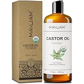 MAYJAM Organic Castor Oil 473 ml, Deep Hydration and Repair | Organic Castor Oil 100% Pure - Cold Pressed -ceite for Hair, Ti