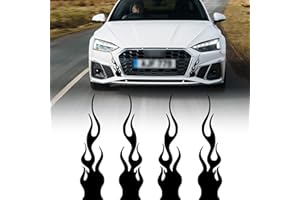 TOMALL 4 pegatinas 29cm reflectantes de para coche vinilo carreras deportes llama para carrito de golf vehículos todoterreno motocicletas monopatín portátil decoración de bricolaje (negro)