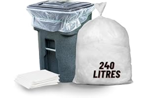 SANYGIENE Sac Poubelle 240 Litres Transparent X 100 | Poubelles Conteneur 2 Roues | Haute Résistance | Tri Sélectif | Fonction de Protection Interne : Anti Fuite - Anti Salissure - Anti Odeur - Anti Lavage