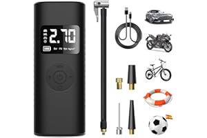 AWESAFE 7800mAh Compresor Aire Portatil 150PSI &Power Bank, Inflador Ruedas Coche con Pantalla LCD Digital y Linterna LED SOS, Bomba de Aire Bicicletas, Scooters, Moto, Coche, Pelotas
