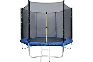 HomeMiYN Trampoline Extérieur Ø183/244/305/366 cm,Trampoline de Jardin Rond pour Enfants,Filet de Protection Externe, Coussins de Sécurité, Échelle,Protection de Bord