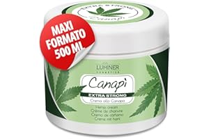 Crema Canapa Extra Forte 500ml, Formula Naturale ad Azione Rapida con Estratti di Olio di semi di Canapa, Arnica e Artiglio del Diavolo per Massaggi ad Articolazioni e Muscoli. Made In Italy LUMINER
