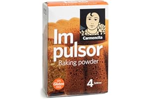 Carmencita - Impulsor para preparar recetas de Repostería, Bizcochos y Rebozados, Gasificante para uso alimentario. Sin Gluten, 4 sobres por Impulsor, 60 g