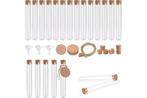 Csirnto 20 Pezzi Provette Plastica con Tappo di Sughero 18 x 105 mm - 15 ml - Trasparente Provetta per Bomboniere Matrimonio Battesimo Bottigliette per Spezie