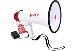 Pyle Megafono 40 Watt, Megafono Portatile con Suono Chiaro e Manico Ergonomico, Multifunzione con Talk, Sirena e Controllo Volume, Microfono Staccabile