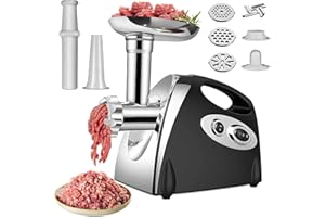 EAGERMINDS Tritacarne Elettrico 2800W Max, Tritacarne 3 in 1 con 3 Dischi In Acciaio Inox e Kubbe, Trita Carne da Cucina Elettrico per Salsiccia, Verdure, Salse (Nero)