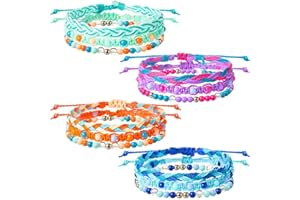 BELUGSIN Bransoletka przyjaźni, 12 sztuk, tkane, regulowane, ręcznie wykonane, dla kobiet i mężczyzn, bransoletka na kostkę, 16 centimeters, Kamień