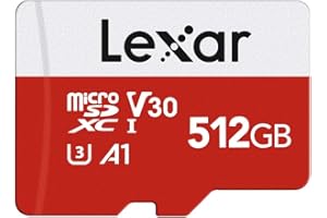 Lexar Carte Micro SD 512 Go, Carte Mémoire Micro SD+ Adaptateur, Microsdxc Carte TF jusqu'à 100 Mo/s, A1, U3, C10, V30, Full HD et 4K UHD pour Caméra, Telephone, Switch