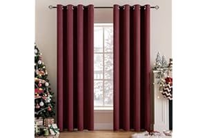 MIULEE Tende Oscuranti per Interni 2 Pezzi, Tenda Rosso Vino Moderna per Soggiorno, Tenda Oscurante Finestra Camera da Letto Salotto, Tende Termiche Isolanti per Interni con Anelli, 2x 140x245 CM