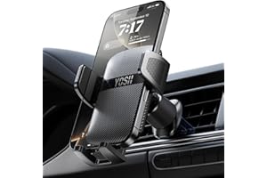 YOSH Car Phone Holder Air Vent, Upgrade 360° Rotation Phone Holder for Cars with Adjustable Clamp& Upgraded Double Metal Hook, Holder for iPhone 16 15 14 13 12 11 Pro Max Samsung S25 S24 Google Pixel
