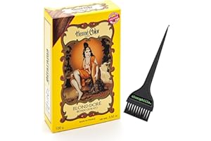 CLOROPHILLA. Sitarama Henna Color – Coloración natural para el cabello con agua sin amoniaco ni agua oxigenat, sin PPD – Polvo Henne 100 g y pincel clorophilla (rubio dorado, 100 g)