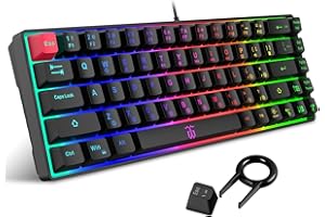 ‎SNPURDIRI Snpurdiri 60% Prozent Gaming-Tastatur, ergonomische kleine Mini-Gaming-Tastatur, leise kompakte RGB-Tastatur mit Hintergrundbeleuchtung für Windows, PC, Laptop, Gaming (68 Tasten, Schwarz)