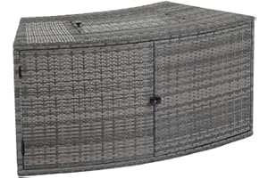 Neka Cache Moteur pour Spa avec Double Porte - Résine Aspect Rotin Tressé - Gris - 121 X 60 X H 55 Cm