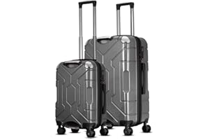 PREVEL Awenger Luggage Sets of 2 | 100% Polycarbonate Suitcase - Cabin (20 Inch) + Check-in (28 Inch) | Hard Shell 8 Spinner Wheels 360° Spinner | Lightweight & Durable Luggage | Water Repellent|Grey