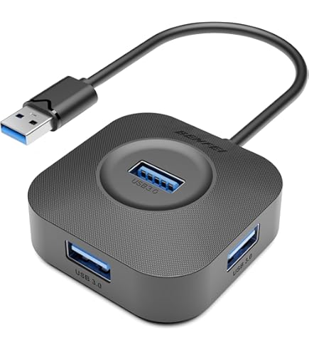 EasyULT Hub USB 3.0 A 3 Porte 5Gbps - Mini Hub Rotabile 270° Per PC, Notebook, MacBook, HDD, Colore Nero