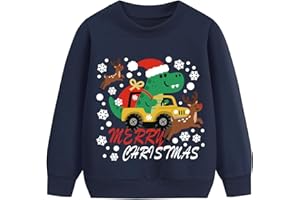 EULLA Boys Christmas Sweatshirt Kids Xmas Jumper Santa Claus T-Shirt Long Sleeves Toddler New Year Gift Clothes 1-7 Years