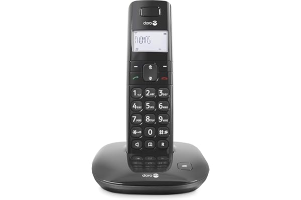 Doro Comfort 1010 Téléphone sans Fil DECT pour Seniors Compatible avec Appareils Auditifs (Single/Noir)