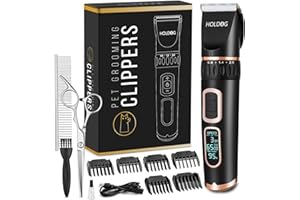 HOLDOG Tondeuses pour chiens grands et petits professionnelles robustes à 3 vitesses à faible bruit haute puissance sans fil outils de toilettage pour animaux de compagnie