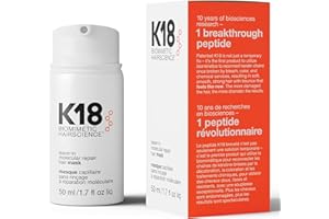 K18 Leave-In Molecular Hair Mask, Repairs Dry or Damaged Hair, Reverse Hair Damage from Bleach, Colour, Chemical Services & Heat, 50ml