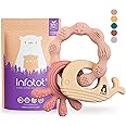 Infatot® Teething Toys for Baby – Multi-Texture Teethers 0–6 Months, Silicone Teething Toys for 6M+ Infants, Baby Shower Gifts and Newborn Essentials for Gum Relief – Plum & Milk