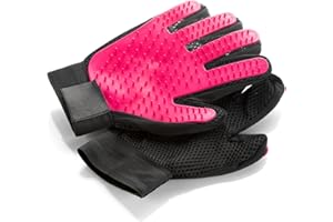 Animal House - 2 Gants de Toilettage, Épilateur pour Chiens et Chats, Massant et Doux, Nettoyant et Confort Agréable (Rose)