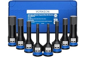 VORXEON 1/2 Jeu de Douille hexagonal 5mm-19mm en acier allié S2 Coffret de Douilles Tournevis à Chocs Hexagonal adapté aux clés pneumatiques, réparations automobiles