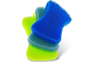 Sibba Spugne per Il Corpo In Silicone per La Cucina Stoviglie per La Pulizia Delle Stoviglie Confezione Da 3 Multifunzionali Double Face Lavaggio Doccia Esfoliante Supporto Da Parete Il Viso La Casa
