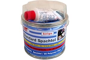 STC 2K Spachtelmasse Polyester Füllspachtel beige für Auto Karosserie – mit Härter und Spachtelblatt