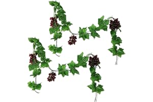 LONGHAO 2 pieces, artificial plastic grape, artificial grape vine, artificial grape vine, 6 sets of grape skewers, grape skewers made of plastic, artificial fruit, vegetable decoration, for shooting