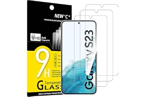 NEW'C Skärmskydd för Samsung Galaxy S23, Härdat Glas | 3-pack, endast för Samsung Galaxy S23 6,1" (SM-S911), inte för S23 FE/S23+/S23 Ultra, reptåligt skärmskydd