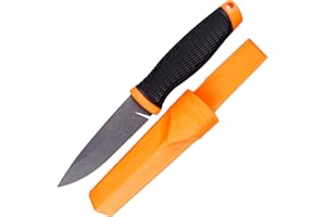 Ganzo G806-OR Coltello a Lama Fissa 8CR14 Lama in Acciaio Inossidabile Manico Ergonomico Antiscivolo Campeggio Caccia Pesca Coltello da Esterno con Fodero (Verde)